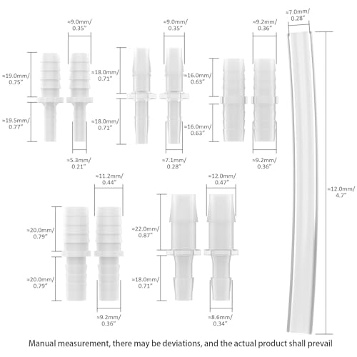 Female Urination Device Connector, Hose Barb Fittings 10Pcs, Connect The Urinal Tightly to the Extension Tube, Reusable Pipeline Connector, 1/5",7/25",7/20",11/25",47/100" (7/20" to 5 Diameters)