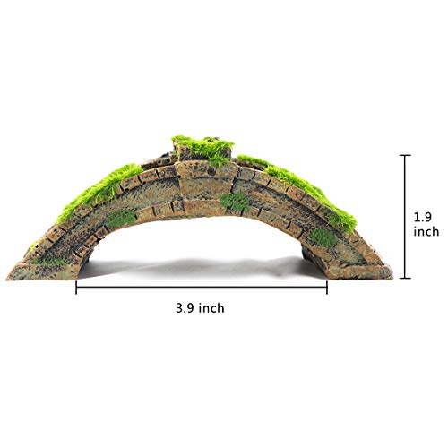 AQUA KT Fish Tank Decor Arch-Bridge Drawbridge with Grass for Aquarium Landscaping Decoration - color: Arch Bridge