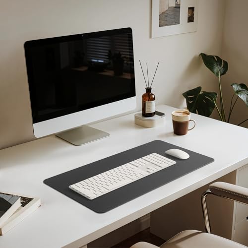 Jotsome Leather Desk Pad Mat, Non-Slip Desk Blotter Pad - Desk Protector for Office, Home, Laptop, and Desktop - color: Black, size: 24" x 14"