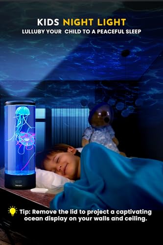 Brewish Jellyfish Lamp with 20W Bluetooth Speaker, 16 Color Changing Mood Lamp, 4 Modes Aquarium Night Light for Kids, Gift for Adults, Kids, Sensory Lights for Autistic Children