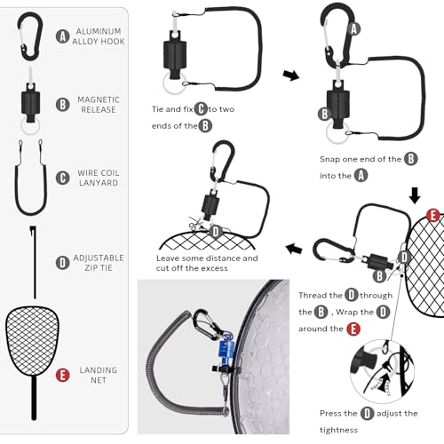 SF Fly Fishing Landing Net Soft Rubber Mesh Trout Net Catch and Release Net - style: Carbon Fiber Combo Medium