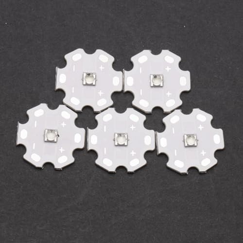 5Pcs 3W 490nm Green 3535 SMD High Brightness Power LED Chip with Aluminum Plate 20mm Star LED PCB Base Heat Sink for DIY Lighting Fixtures(60deg,Green 490nm-492.5nm,DC 3.2-3.6V,700mA) - color: Green490-495nm