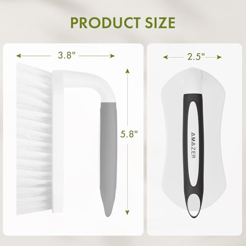 Amazer Scrub Brush for Cleaning Comfort Grip Bathtub Scrubber Stiff Bristles with Handle Heavy Duty Shower Cleaner Brush for Tub Carpet Floor Sink Outdoor - Pack of 2 (Black+Grey) - color: Black+grey