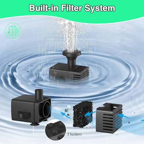 Jutai Solar Fountain Works in Shadow-No Battery, 3.5W DIY Glass Solar Water Pump Kit with Sucker and Stake, Solar Fountain Pump for Bird Bath, Water Feature,Garden, Outdoor-8 Nozzles,9.8ft Power Cord - color: Black+ White3