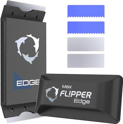 Flipper Edge 2-in-1 Scrubber Scraper Floating Magnetic Fish Tank Aquarium Cleaner with Dual Blades - Efficient Glass & Acrylic Aquarium Cleaning Tools (MAX) - color: Black, style: MAX - For Tanks Up to 1 Inch (24mm) Thickness