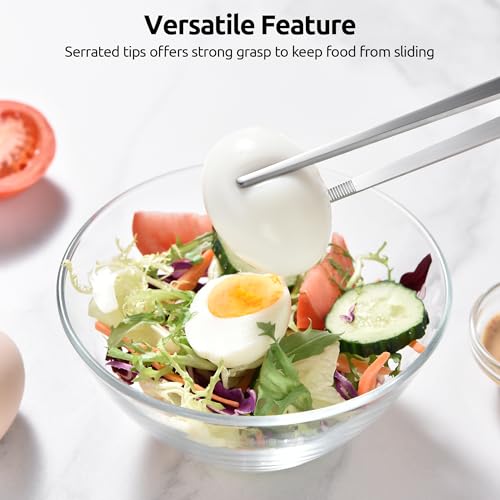 U-Taste 12in Long Kitchen Cooking Tweezer: 18/8 Stainless Steel Food-Grade Metal Food Tong, Flexible Pinching, Seamless-Welding, Sturdy and Non-Slip for Serving, Grilling, Frying, Baking (Pointed Tip) - size: 12in (pointed tip)