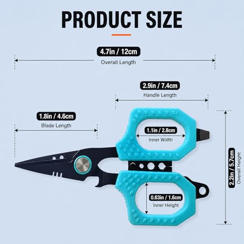 Eupheng Multi Function Fishing Pliers & Scissors Set 4.7" Titanium Coated,Saltwater Resistant Hook Remover with Safety Lock Split Ring Pliers & Fishing Shears for Braided Mono Fluorocarbon - style: pliers+ blue scissors