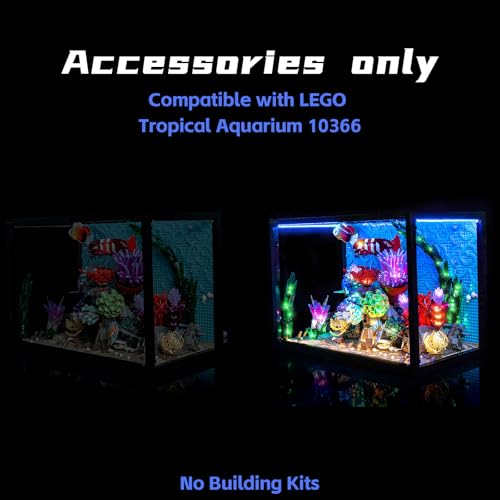 BrickBling LED Light Compatible with Lego Tropical Aquarium 10366, Decoration Lamp Compatible with Lego Tropical Fish Tank- Excluding Model (RC Version Light) - style: RC Version Light