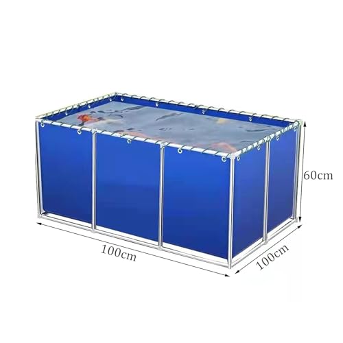 Pool Above Ground Canvas Aquarium Fish Pond,Culture Agricultural Irrigation Water Tank Foldable Water Storage Pond with Drain Valve,Temporary Holding Tank for Saltwater Fish Koi Fish Turtles Swimmi - size: 100*100*60cm