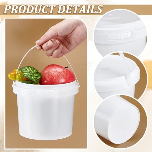 12 Pcs White Plastic Bucket with Lid and Handle, Food Grade Buckets with Lids, Ice Cream Containers Food Safe Bucket for Multipurpose Storage Paint Water Art Crafts Projects (1.58 Quart) - size: 1.58 Quart