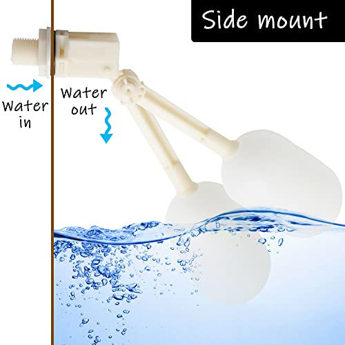 Uenede 2PCS Float Ball Valve DN15 1/2" Male Thread PE Floating Ball ABS Valve Automatic Switch for Pool, Livestock Water Trough, Aquariums, Aquaculture, Hydroponics and Reservoir Water Level Control