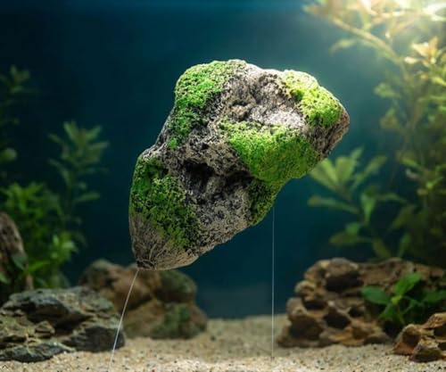 Hewnda Aquarium Decorated - with Suspended Rock - Floating Moss Rock Resin Stone - Fish Tank Decorated Rock, Aquarium Rock Magic Hallelujah Floating Garden Reconstruction Pandora (Medium Number)
