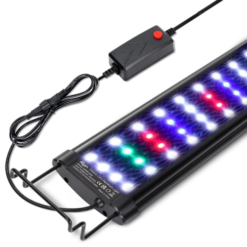 AQQA Aquarium Light,Full Spectrum LED Fish Tank Lights,12"-54" Adjustable Multi-Color White Blue Red Green LEDs with Extendable Brackets,14W-31W for Freshwater Plants (17W (18"-24")) - size: 17W (18"-24")
