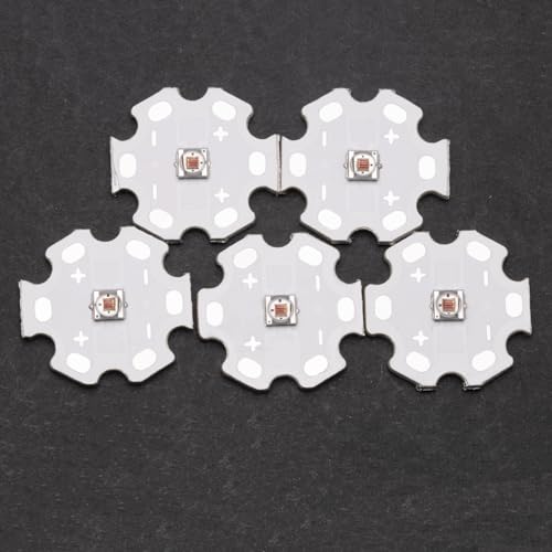 5Pcs 3W 660nm Red Super Bright Intensity 3535 SMD High Power LED Chip with Aluminum Plate 20mm Star PCB Base for Heat Sink for Growing Light(120deg,Red 660nm-665nm,DC 2.2-2.4V,700mA) - color: Red660-665nm