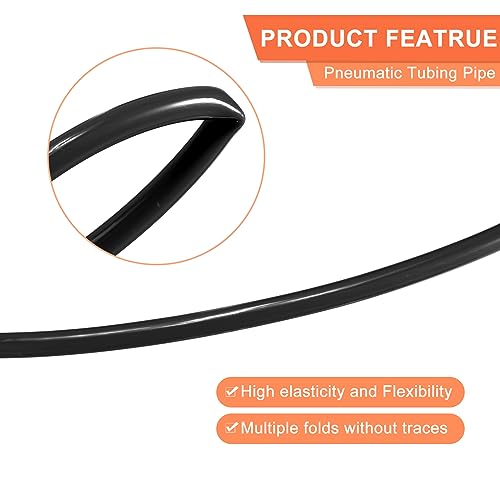 MECCANIXITY Pneumatic Tubing Pipe, 12mmx8mm 295ft 90 Meters PU Air Line Tubing Hose Tube Black for Fluid Transfer Air Compressor - color: Black, size: OD12mm*ID8mm 295ft (90 Meters)