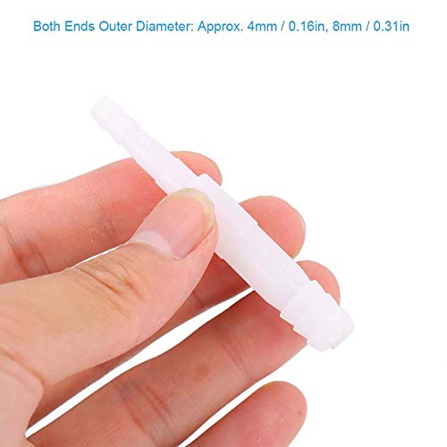 Yctze 20pcs Aquarium Hose Adapter - 4mm to 8mm PVC Air Valve Tube Connector Converter Straight Clear White Plastic Inline Tubing for Easy Water Pipe Connection