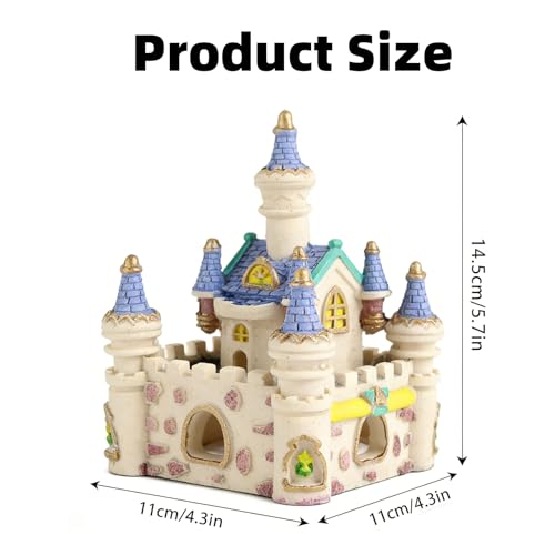 HERCHR Fish Tank Decorations, Castle Cave Hideouts & Resin Aquarium Decor Hiding Cave Ornament Fish Tank Accessories, Safe for Betta Fish