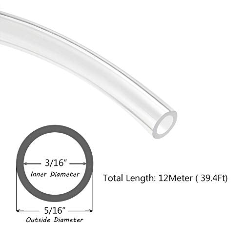 Beduan Pneumatic Tubing Pipe 5/16" OD Clear Air Compressor PU Line Hose Tube for Water Fluid Transfer 12Meter 39.4ft - color: Clear, size: 5/16" OD-39.4ft