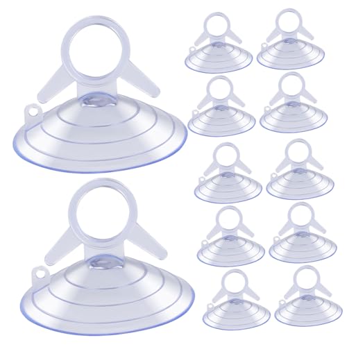 Totority 12-Pack 45mm Clear PVC Suction Cups with Pull Ring – Strong Vacuum Hold for Aquarium Heaters & Decorations, Secure Glass Mount for Fish Tanks