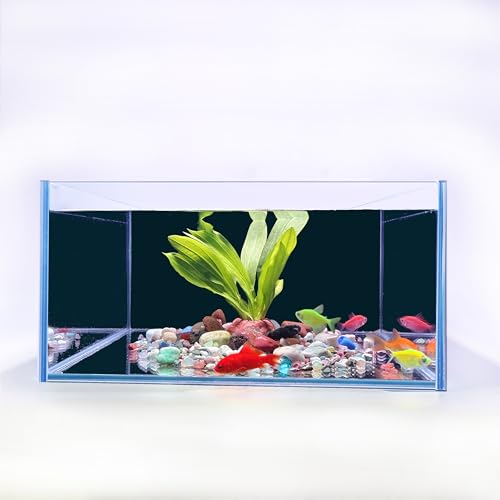 3.5 Gallon Fish Tank 30 * 30 * 15CM- Low Iron Glass Aquarium with Non-Slip Mat, Background Paper & Corner Protectors | Betta, Turtle, Shrimp Habitat Kit | Beginner Friendly Small Aquarium - size: 30*30*15CM