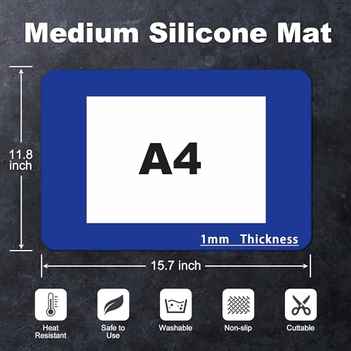 Silicone Mat for Kitchen Counter, Silicone Mat Trimable to Size (Classic blue, 15.7×11.8inch-2pcs), BPA-Free Silicone Placemat, Heat-Resistant NonSlip Table Mat for Air Fryer, Countertop Protector Mat - color: Classic blue, size: (M1 - 15.7''x 11.8‘’x 0.0