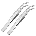 uxcell 2 Pcs 5.5-Inch 430 Stainless Steel Tweezers with Curved Serrated Tip