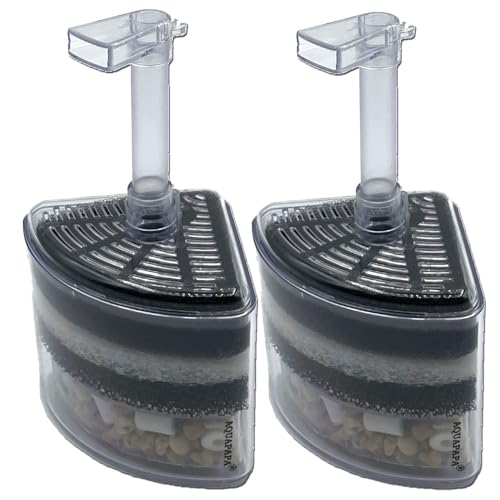 Corner Filter Air Driven Bio Sponge Ceramic for Fry Shrimp Nano Fish Tank Aquarium Up to 20 Gallon Each (2-Pack) - size: 2-Pack