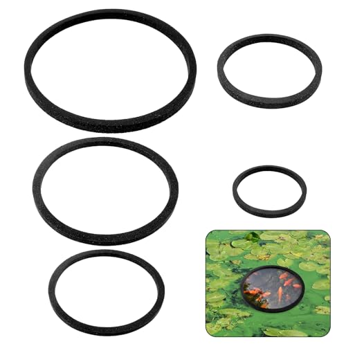 5Pcs Fish Feeding Ring, 5 Sizes Aquarium Feeding Ring for Fish Tank, Round EVA Floating Plant Corral/Aquarium Fish Feeder Ring Filter Out Floating Plants Accessories (Black)