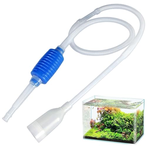 Aquarium Siphon, 5 Feet Manual Siphon Pump, Aquarium Vacuum Gravel Cleaner Fish Tank Water Change Accessories, Blue