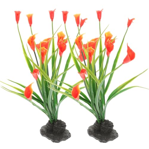 SEWACC 2Pcs Artificial Aquarium Plants for Fish Tank Decoration Realistic Plastic Fish Tank Plants for Desktop Aquarium Landscape Durable and Natural Look Accessories