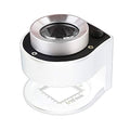30X Loupe Magnifier with 6 Light,Desktop Portable Metal Magnifier Folding Scale Sewing Magnifing Glass for Textile Optical Jewelry Tool Coins Currency (White) - color: White