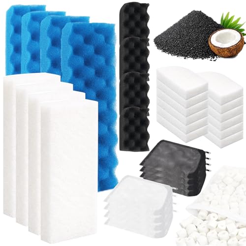 Hedday Replacement Filter Media Compatible with Fluval 406/407 – 37 PCS Aquarium Filter Parts with Biological Sponge Foam, Polishing Pads, and Multi-Function Adsorbing Media for Freshwater & Saltwater - size: Upgrade Pack