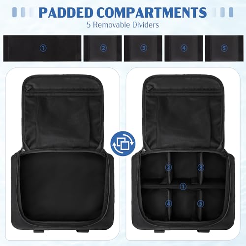 HODRANT Double-layer Fishing Line Storage Bag, Line & Reel Management Case with 5 Removable Dividers & 6 Grommets, Tackle Gear Organizer Tangle-Free Leader Spool Dispenser for Travel & Kayak, Bag Only