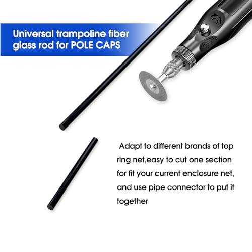 Universal Trampoline Fiber Glass Rods to Replace The Top Ring of Net Enclosure, Fiberglass Poles for 12/14/15Ft Frame with Tube Caps, Not for The Plastic T Connector - size: For14FT Trampoline Frame