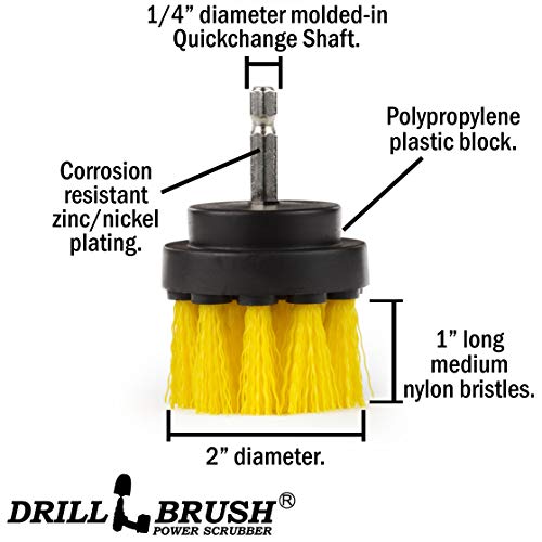 Bathroom Cleaning Brush - Shower Drill Cleaning Brush - Grout and Tile Cleaning Brush - Bathtub Cleaning Brush - Power Cleaning Brush - Shower Scrub Brush - Drill Cleaning Scrubber Brush Kit for Home - color: Yellow