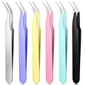 6 Pcs Stickers Tweezers Curved Craft Tweezers Multipurpose Anti-Static Crafting Tweezer for Diamond Art Rhinestone Scrapbooking Jewelry Making Lash Extension