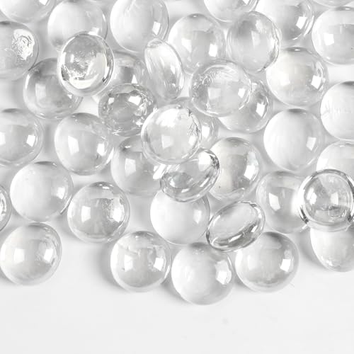 5Lb Clear Glass Pebbles, Flat Glass Marbles, Decorative Glass Gem Stones for Vase Fish Tank Fountains Crafts Centerpieces Fire Pit and Home Decor - color: Clear, size: 5LB