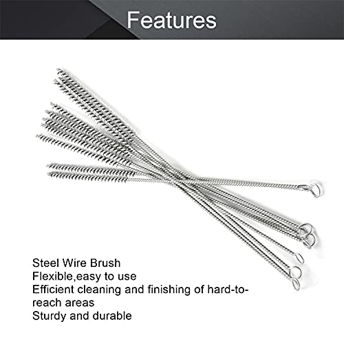 Utoolmart Steel Wire Tube Brush 12" x 1/4" Spiral Long Handle Cleaning Brush for Tube Bottle Pipe Welding Slag Rust Remove Cleaning Tool,10pcs - color: 10pcs, size: 0.6cm