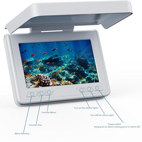 FourQ Underwater Fishing Camera, 220° Ultra-Wide Angle Video Fish Finder with 4.3" HD LCD Monitor, 5000mAh Battery, 65ft Waterproof Cable & IR Night Vision for Ice Lake Boat Kayak Fishing (65FT) - size: 65FT