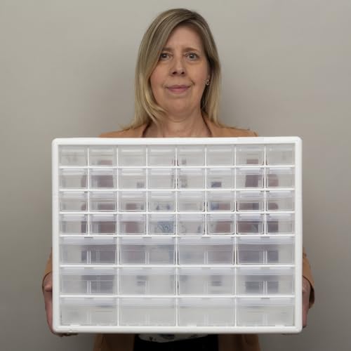Akro-Mils 44-Drawer Plastic Drawer Storage Cabinet for Garage Organization, Bead Organizer, Building Bricks Storage, Teacher Toolbox, Makeup Organizer, 20-Inch W x 6-Inch D x 16-Inch H, 10144 White - color: White, size: 44 Drawer, style: 2 pack
