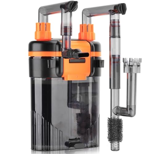 hygger External Hang-On-Back Canister Aquarium Filter,Quiet Fish Tank Filter with 3-Stage Filtration,Anti-Dry Burn Motor,Adjustable Flow,Oil Skimmer,Duckbill Nozzle,Shower Spray Bar (8W,40-60 Gal) - size: 8W,40 - 60 Gal
