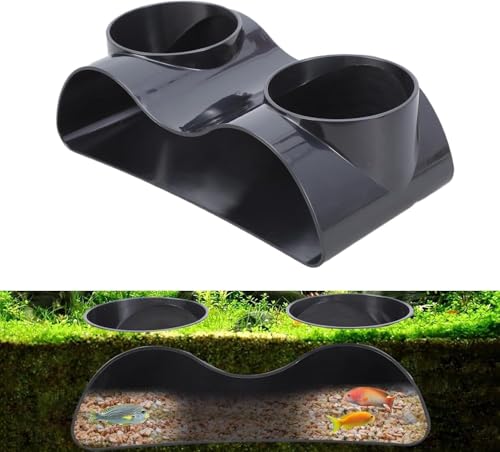 Fish Tank Decor Aquarium Cave - 2-Hole Aquarium Tunnel Fish Tank Cave + 360° View | Under Gravel Fish Hideout Fish Tank Accessories for Betta Fish, Shrimp, Corydora, Pleco (Black Round) - color: Black Round