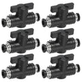 PATIKIL 6mm (1/4") Push to Connect Fittings Ball Valve, 6 Pcs 0-60 Degree BUC Air Flow Control Valve Quick Straight Connectors Air Hose Fitting for Pneumatic System Pipeline, Black - size: 6mm (1/4")