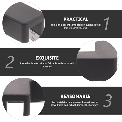 6pcs Soft Silicone Fish Tank Corner Protectors Pet Carrier Corner Guards Safety Bumpers Medium Black for Aquarium and Furniture Edge Protection