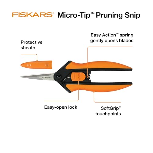 Fiskars 6" Pruning Scissors for Flower Stems, Herbs, Buds, and Small Plants, Garden Snips with Stainless Steel Blades, Gardening Trimmers with Comfortable Handle - style: Pruning Snips