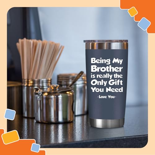 NewEleven Funny Fathers Day Gift For Brother - Birthday Gift For Big, Little Brother, Siblings, Brothers In Law - Funny Gag Gifts For Young Men, Teen Boys - 20 Oz Tumbler - color: Being brother navy