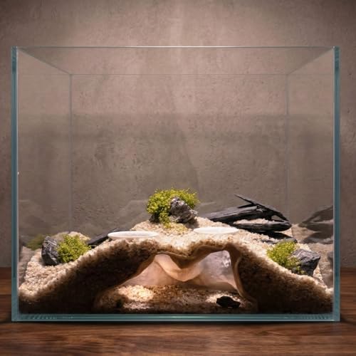 Double-Holed Tunnel Aquarium Cave, 3D Print Fish Hideout for Aquarium Fish Tank Decor, for Viewing Shrimp, Betta Fish, Corydora, Catfish, Pleco (Black) - color: Black