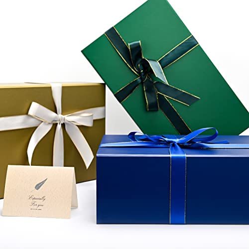 LIFELUM Gift Boxes 5 Pack 13.85 x 8.35 x 4.45 inch, Large Gift Box for Presents with Ribbon,Card,Shredded Paper Filler - color: Navy Blue, size: 1 count (Pack of 5)