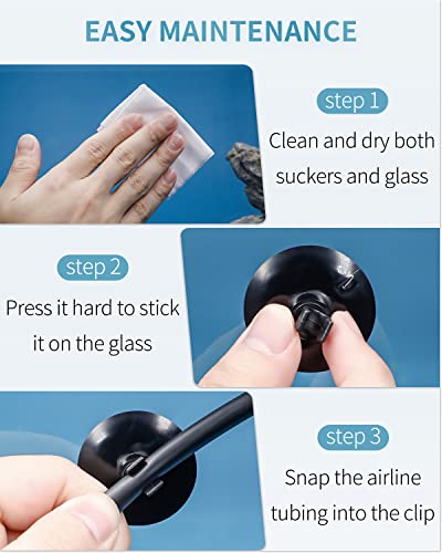 Pawfly Aquarium Suction Cup Clips for Standard 3/16" ID Airline Tubing Black Air Hose Holder Clamp Accessories for Fish Tank Aeration Setup, 20 Pack - color: Black