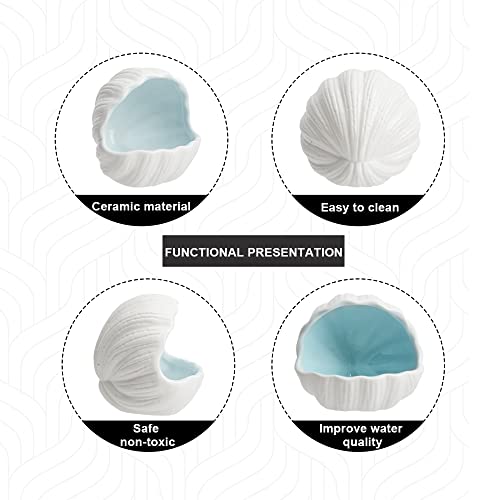 Aquarium Shell Shape Ceramic Fish Tank Cave Decoration, Fish House for Betta Fish Passing or Hiding Safely, Betta Fish Tank 5.1inch (Blue, M) - color: Blue